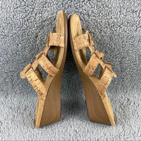 VIONIC RADIA CORK Wedge Sandals Slides Slip On Adjustable Straps Buckle Womens 9 - Picture 6 of 13
